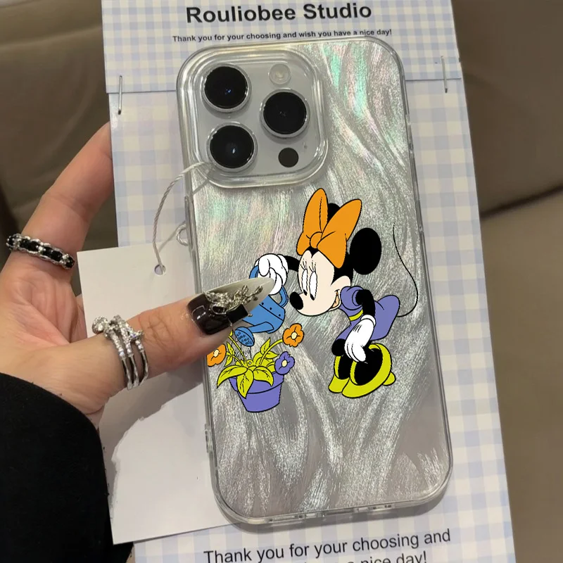 

Disney Mickey Minnie Silicone Phone Case For iPhone 16 15 14 13 12 11 Pro Max 16 13 14 15 Pro 7 8 Plus XR XS Shockproof Cases