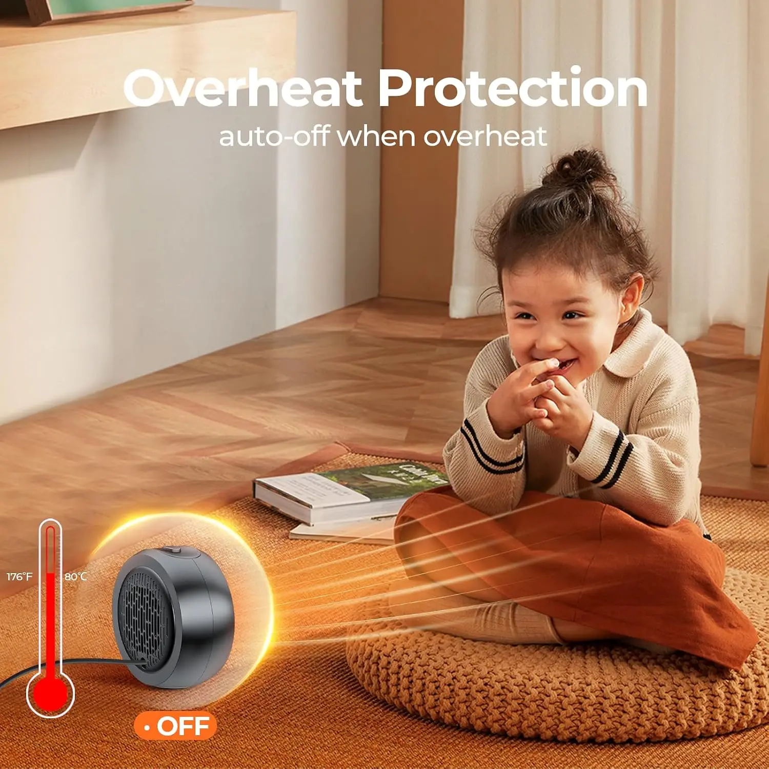 2026 New Upgrade Space Heater, Portable Electric 500W PTC Ceramic Heaters For Indoor Use, Efficient Fast Heating, Tip-Over