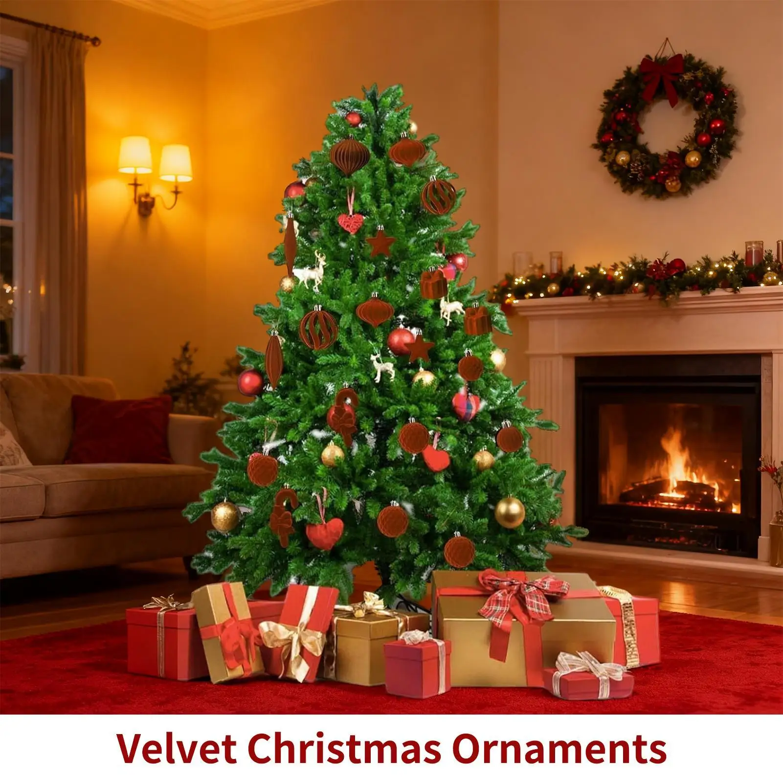 

Бархатные рождественские шары Небьющиеся праздничные украшения Подвеска Рождественский елочный шар Небьющиеся украшения Украшения для помещения