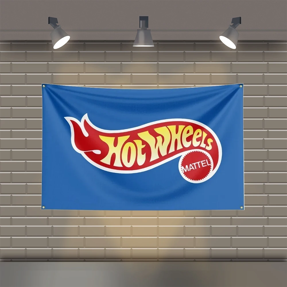 Hot Wheels-Drapeaux de voiture College en polyester, décoration de garage, sensation de voiture, Fédération, chambre, 3x5