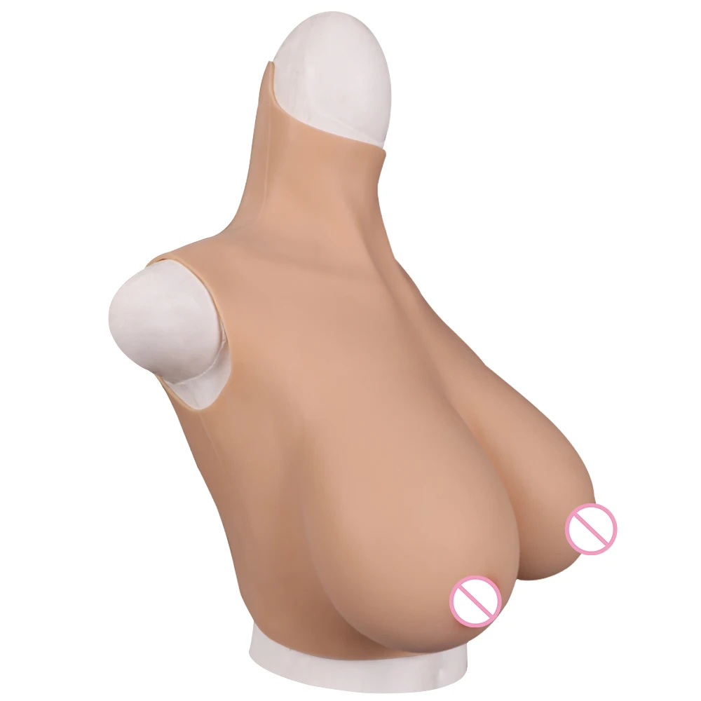 Eyung High Collar Realistic Silicone Breast Forms Artificial Boobs Tit Enhancer For Man Crossdresser Sissy Shemale Trandsgender