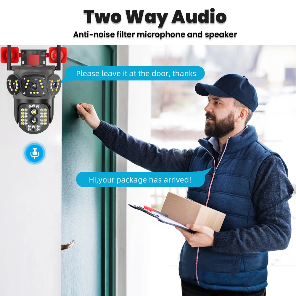 Hongnaer 8MP 4K Dual Lens Two Ways Audio Network Wireless CCTV PTZ IP V380 Pro CCTV Outdoor WiFi Security Camera