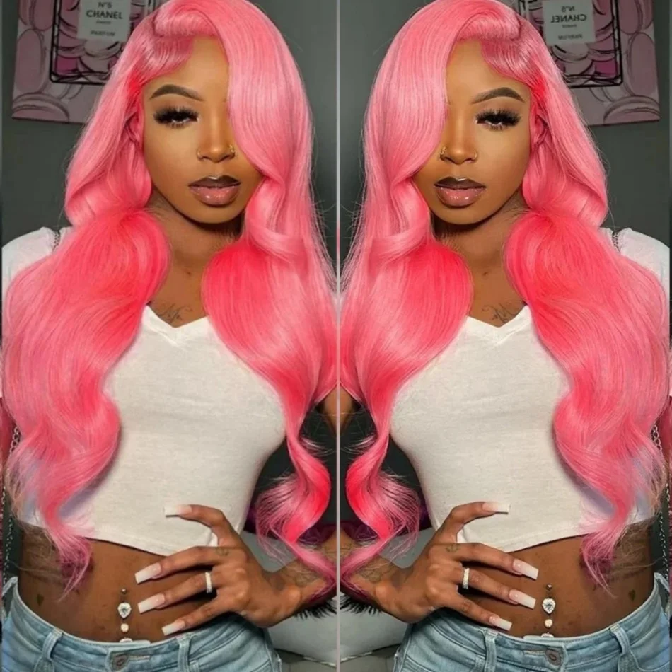 핑크색 바디 웨이브 인모 가발 13X6 HD 레이스 프론탈 가발 30 32인치 13X4 레이스 프론트 가발 180% 밀도 브라질리언 헤어 여성용