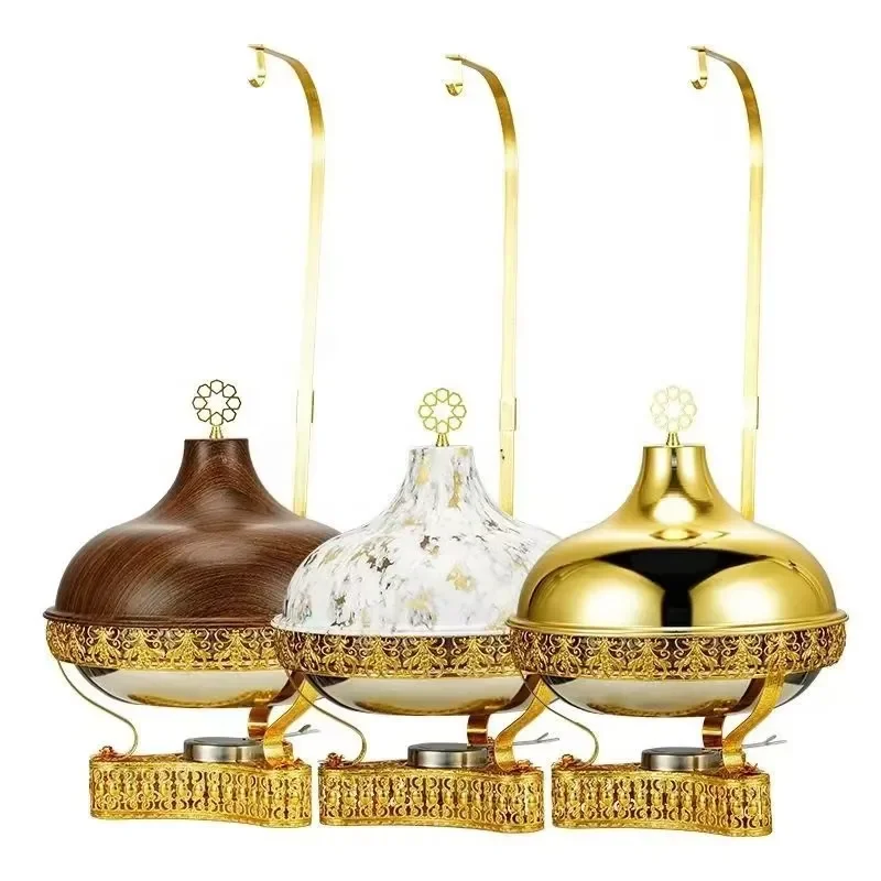 Brass Gold Chaffing Dish Buffet Set 8L Stainless Steel Restaurant Serving Food Warmer Dishes for Party Catering