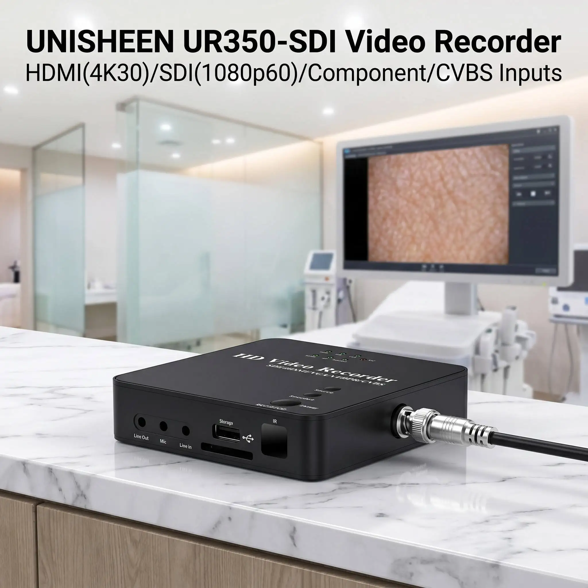UNISHEEN UR350 SDI HDMI VGA Component CVBS FHD Video Capture Video Recorder MP4 Support SD Card U Disk Storage 10