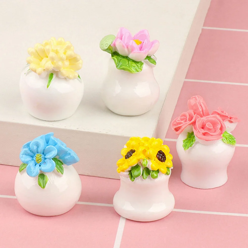 

10 Pcs Simulated Potted Bouquet Mini Bonsai Adornment House Plant DIY Model Resin Artificial Plants Ornament