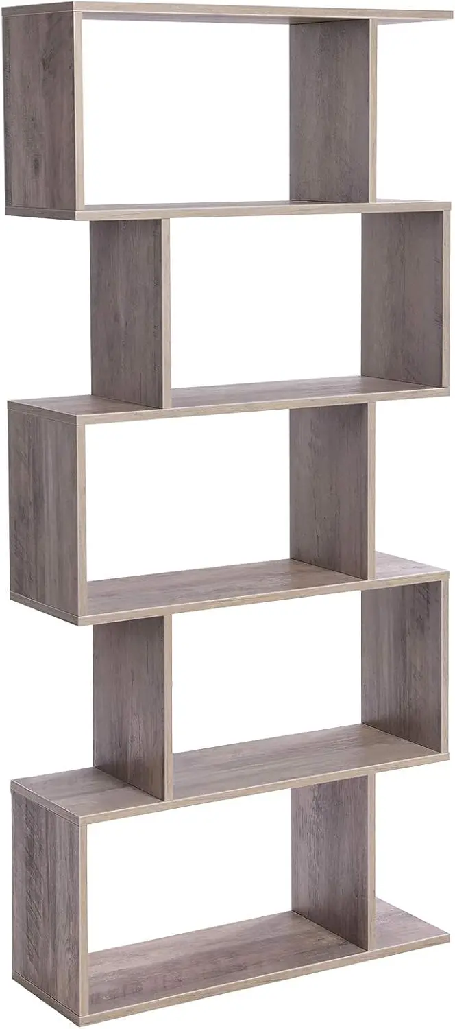 

Wooden Bookcase, Display Shelf and Room Divider, Freestanding Decorative Storage Shelving, 5-Tier Bookshelf