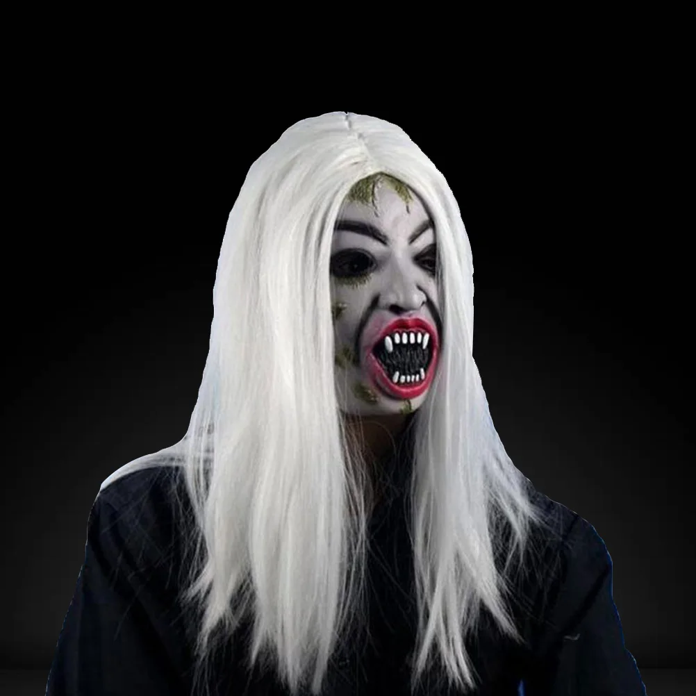 

Ghost Hair Decoration White Long Straight For Halloween Party Cosplay Witch Style Prank Accessory Costume Headwear