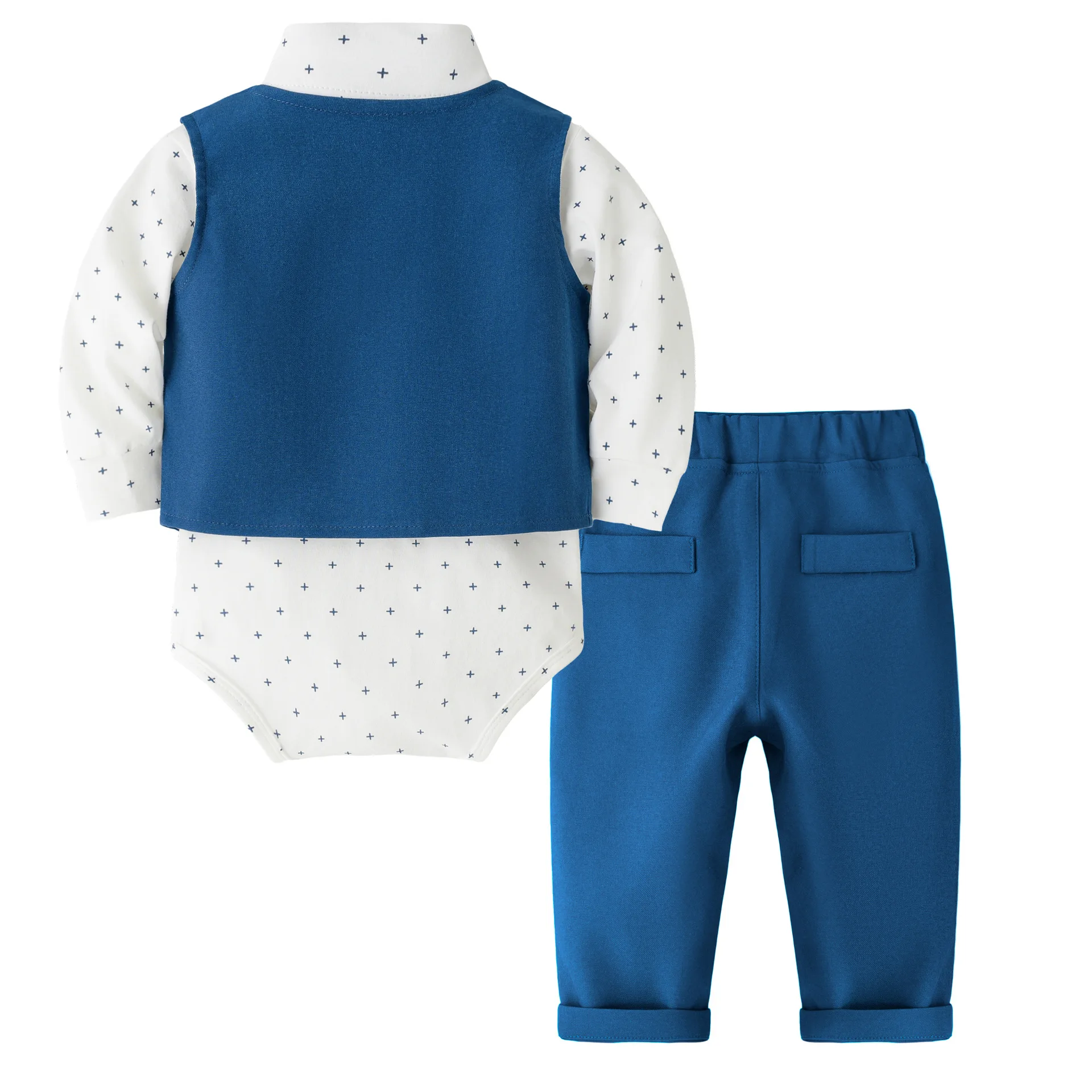 Autumn Toddler Boy Outfits Sets Korean Fashion Baby Christmas Gentleman Suit Long Sleeve Bodysuit+Vest+Pants Newborn Items B142