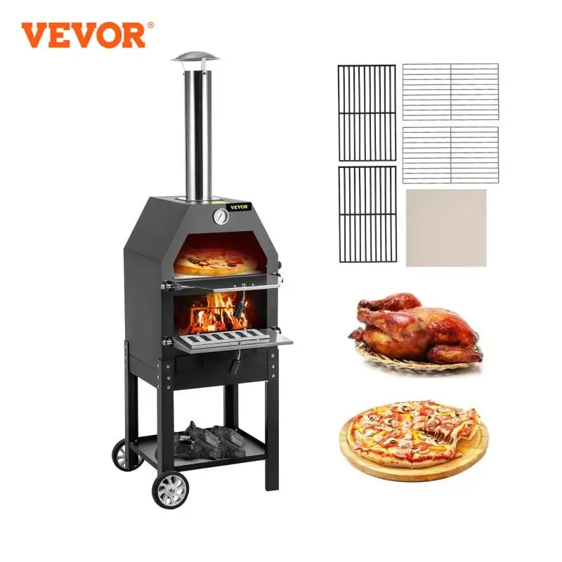 VEVOR Portable Outdoor Oven Stand Pizza Oven Four Fuel Baked Paint Pizza Grill Includes Pizza Stone Shovel for Camping Backyard