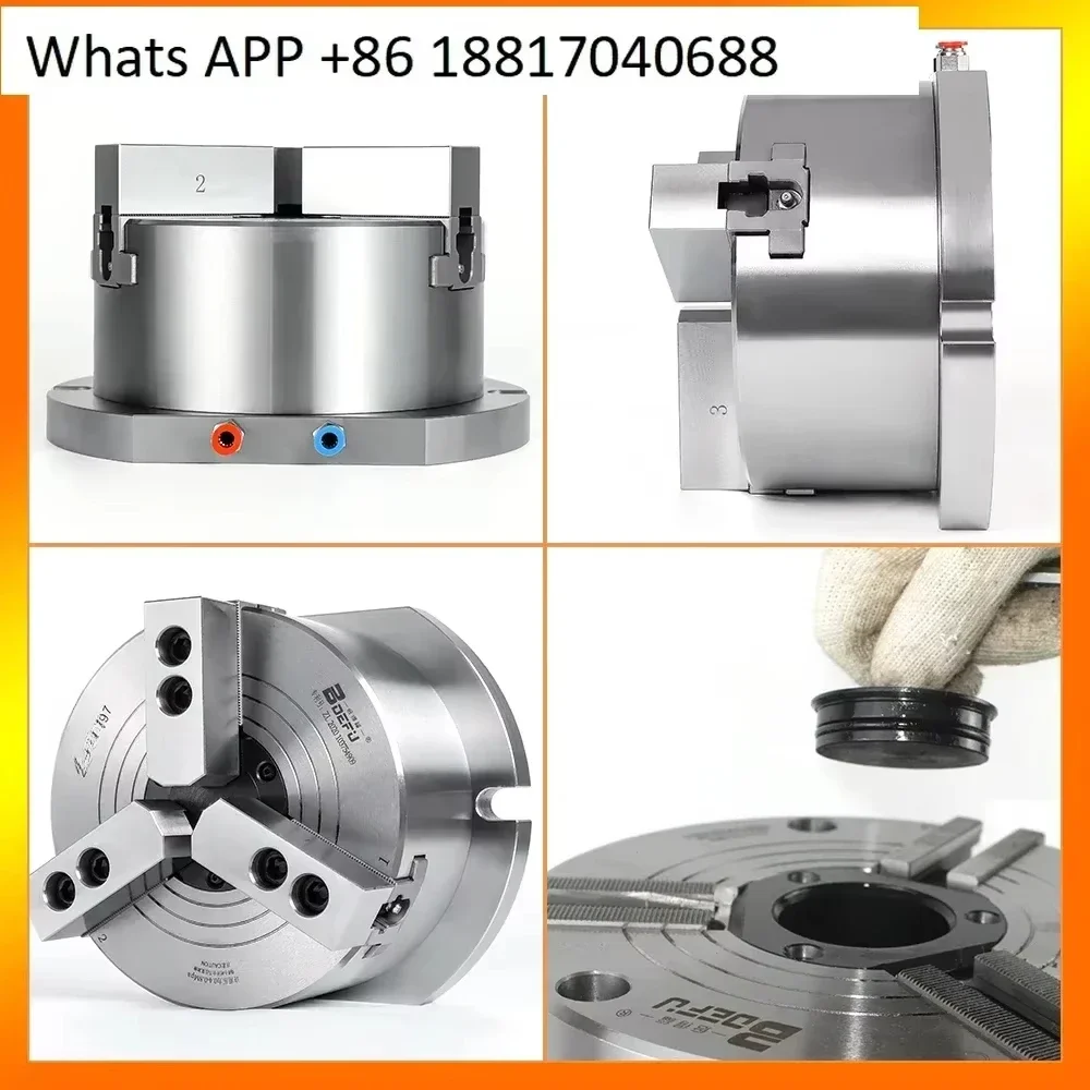 Mandril pneumático oco de 6 polegadas, mandril pneumático vertical de 3 mandíbulas adequado para máquina de perfuração e plataforma de fresadora