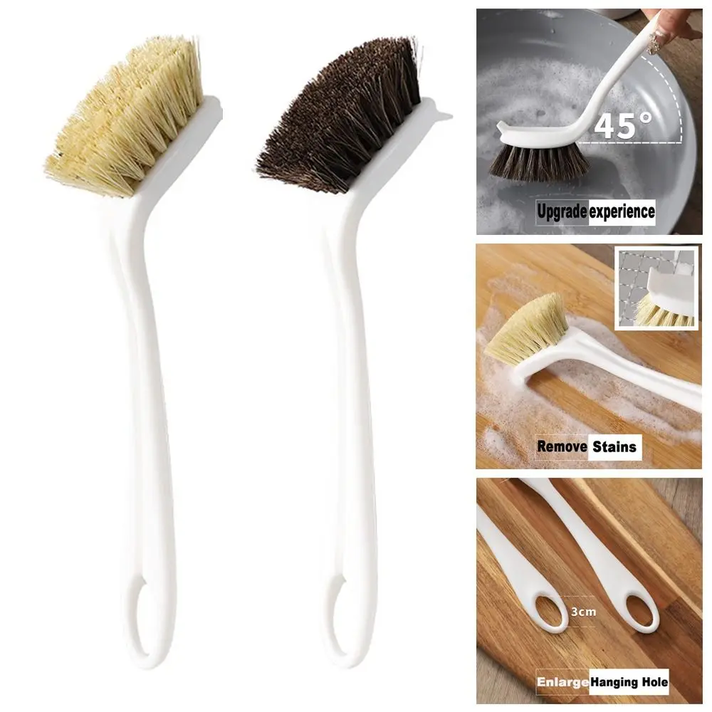 Long Handle Kitchen Brush Oil-proof Non-damaging To Coating Dish Scrubber Sisal/Horse Hair Bristles Utensils Cleaning Brush