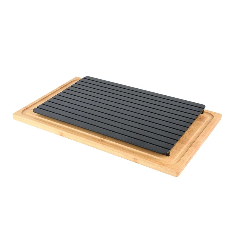 

Wholesale Food Meat Thawing Board with a Tray & Bamboo Cutting Board Kitchen Food Efficient Multi-functional Defrosting Set