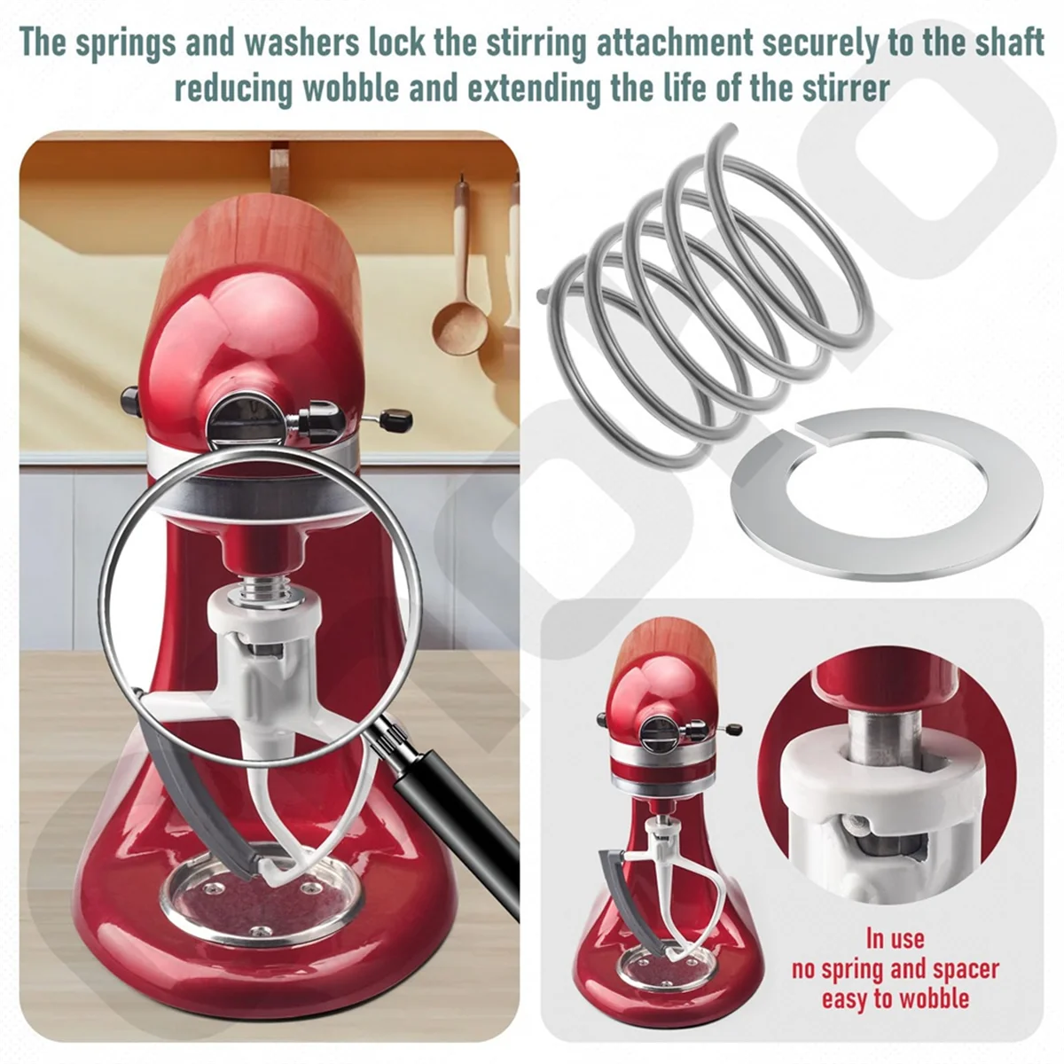 HOT 4PCS Spring and Washer for KitchenAid Mixer 3.5 Quarts to 7 Quarts Protect and Extend the Life Quick Install Accessorie