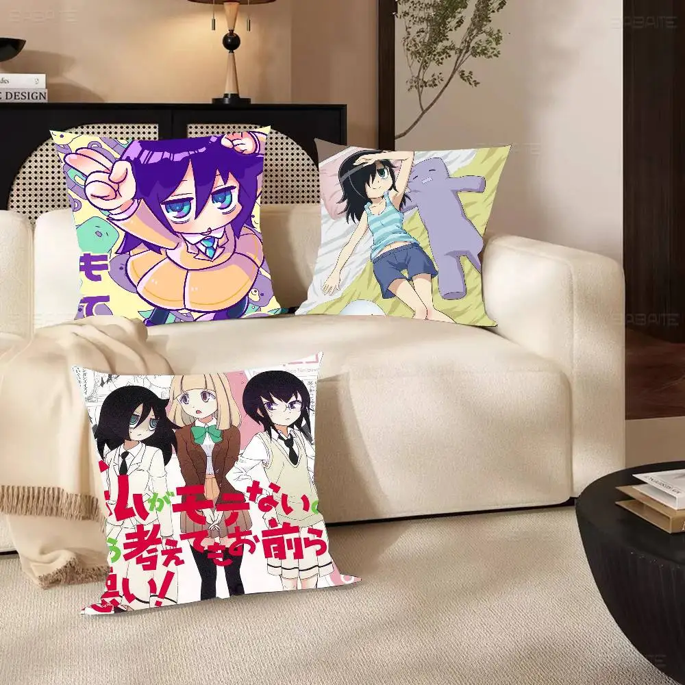 Anime Watamote K-Kuroki T-Tomoko Pillow Case Fashion Square Pillowcase Bedroom Sofa Room Ins Decoration Leisure
