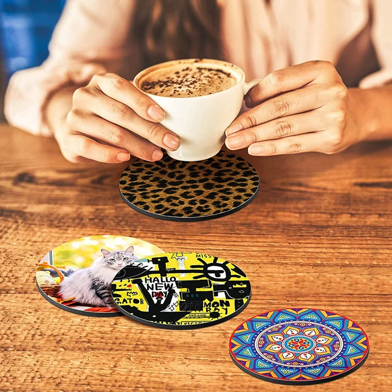 50Pcs Sublimation Car Coasters Blanks,For DIY Crafts Car Cup Coasters Painting Project Sublimation Accessories