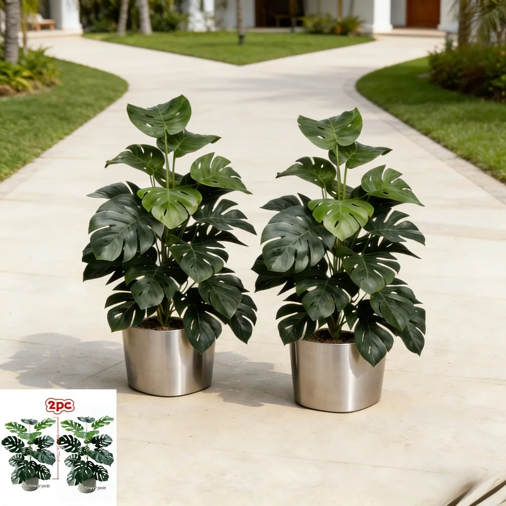 1 Stück Künstlicher Monstera-Baum, Gefälschte Palmpflanzen, Plastik-Schildkrötenblätter, Tropische Landschaftspflanzen für Heim, Garten, Büro-Dekoration 2026 – Detail 4