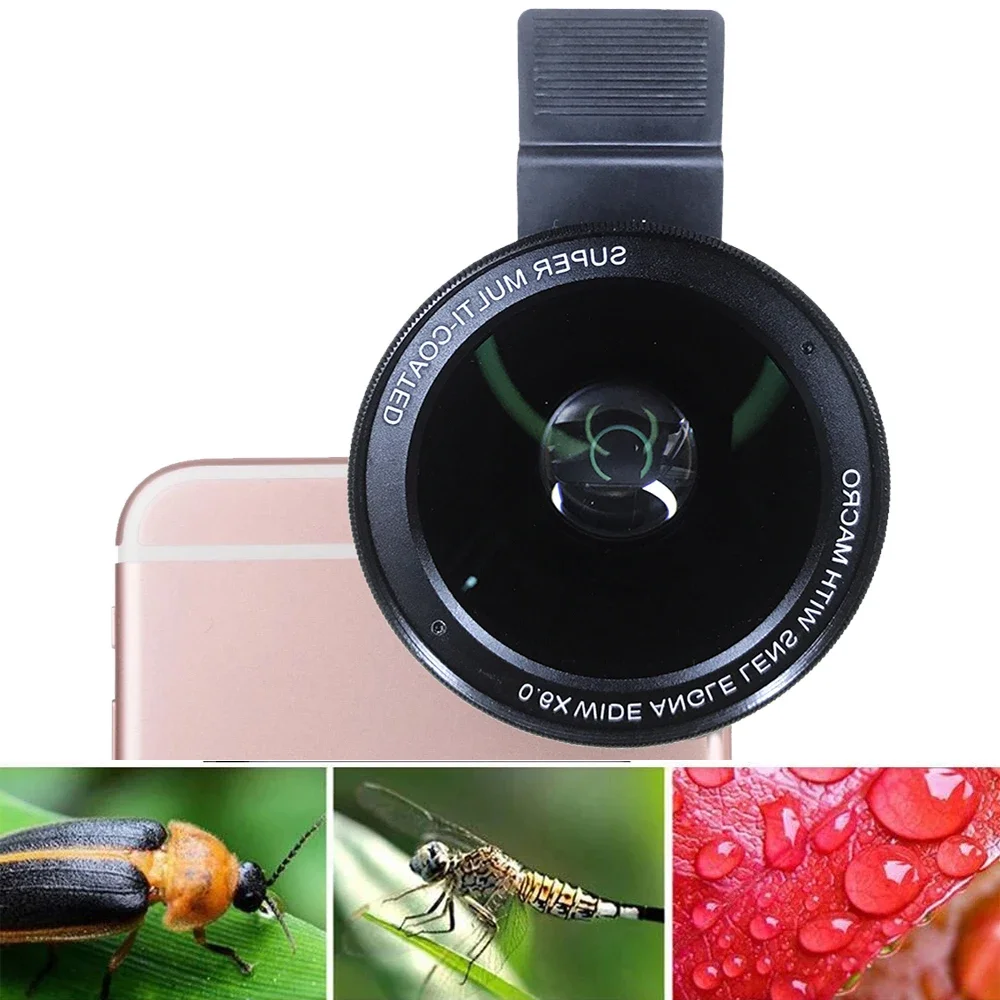 Universal Phone Lens Kit 15x Super Macro Lens & 0.6x Super Wide Angle HD Camera Lentes for iPhone 12 13 Xiaomi All mobile