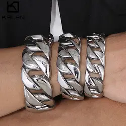20/24/31mm 316L Stainless Steel Curb Cuban Bracelet Huge Heavy Silver Color Tone Chain Wholesale Jewelry Mens Boys Bike Bracelet