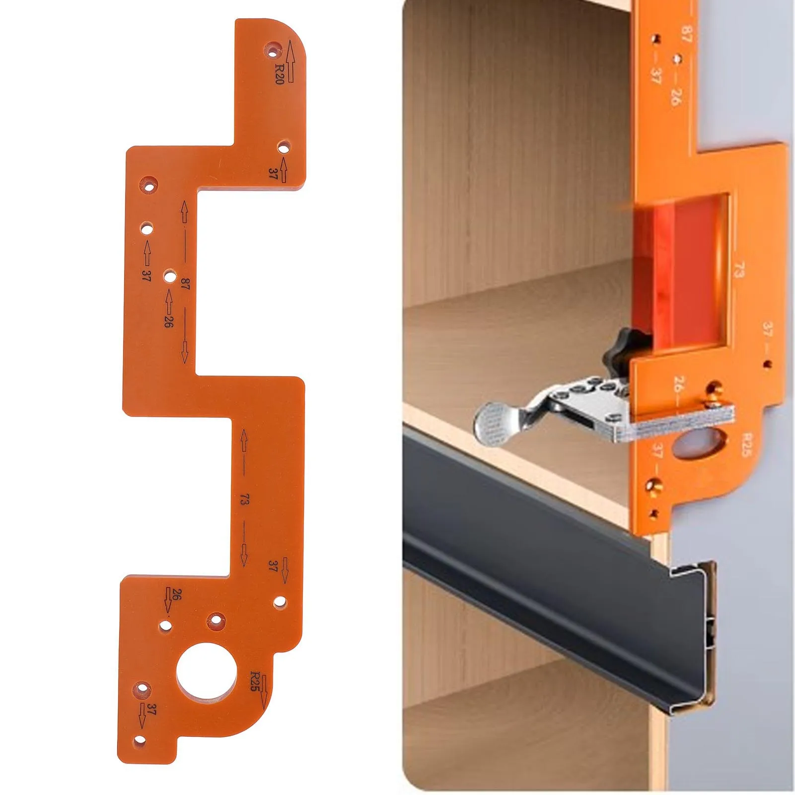 ARC Grooving Auxiliary Tool Professional Cabinet Door Slot Position Template High Efficiency ABS Anti Slip for Woodworking