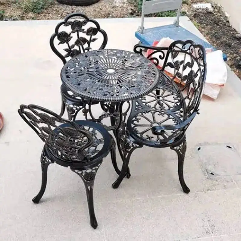 الألومنيوم في الهواء الطلق حديقة الأثاث شرفة مجموعات الترفيه حديقة الجدول الزهر وكرسي في الهواء الطلق كراسي طاولة مقاومة للماء وكرسي AA #2