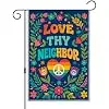 Love Thy Neighbor Garden Flag, Inclusive Peace Kindness Yard Banner llz