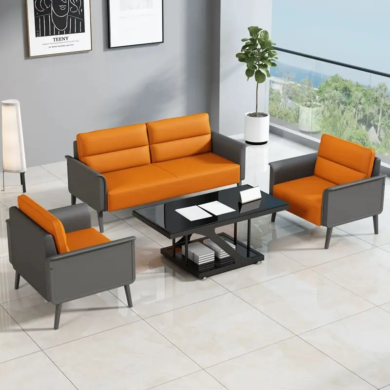 

Modern Commercial Furniture Comfortable Synthetic Leather Room Desk Chairs Durable Lounge Reception Room Office Leather Sofa Set