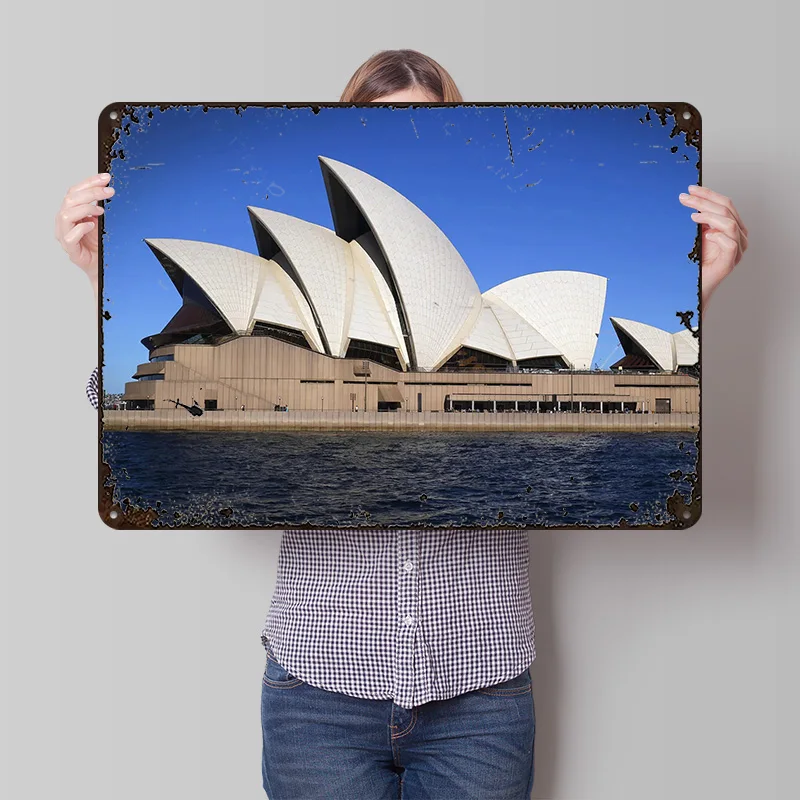 Sydney Australia Travel Tinplate Poster Custom Wall Art Vintage Metal Signs Retro Tin Plaque for Living Room Decoration House