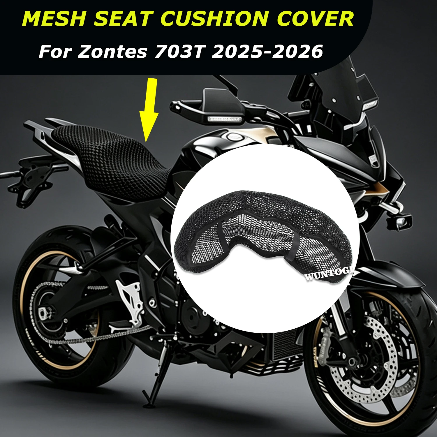 For Zontes 703T 703t 2025-2026 New Motorcycle Accessories 3D Honeycomb Insulated Seat Cover Nylon Mesh Fabric Anti-Slip Cushion