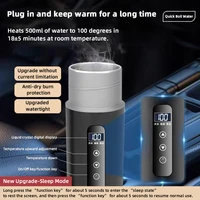 Bouilloire électrique 12v 24v, tasse chauffante Portable pour voiture, 500ml, chauffage de voyage, écran tactile, tasse thermique intelligente à température réglable 3