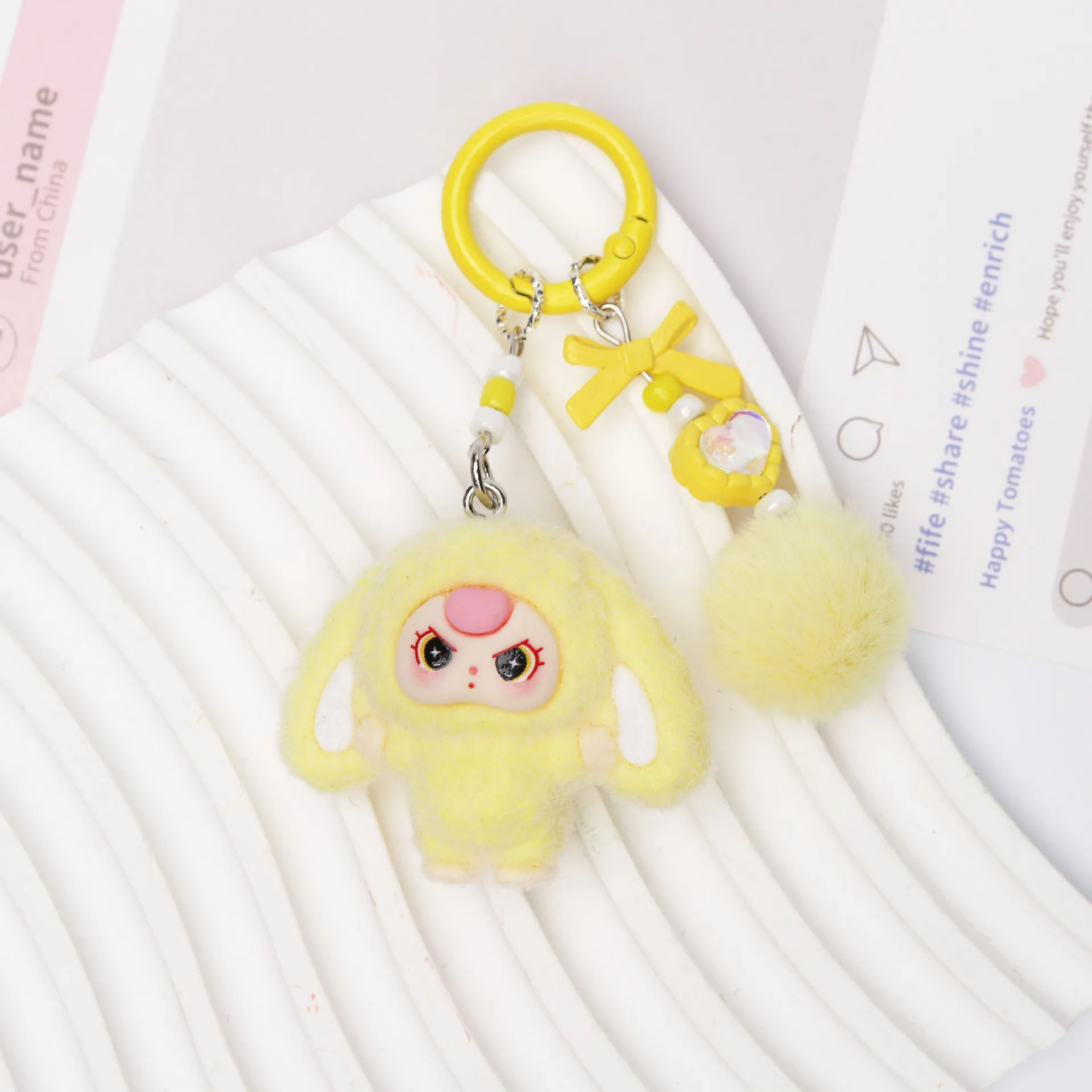

New Elephant-Eared Baby Doll Keychain with 3-Year-Old Cute Face DIY Accessory Doll School Backpack Trendy Toy