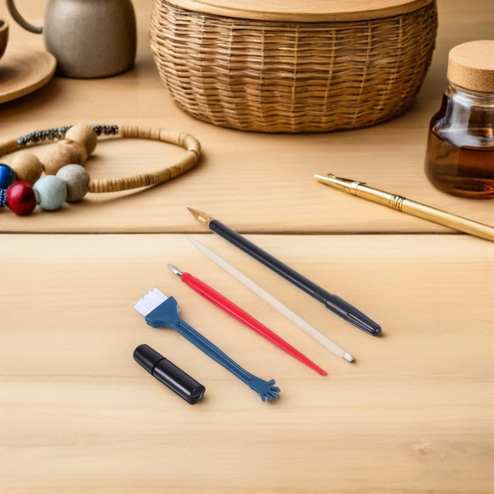 

5 Pcs Scrape Brush Set Scratch Craft Sticks Tool Scratchboard Tools Wooden Paper Drawing DIY
