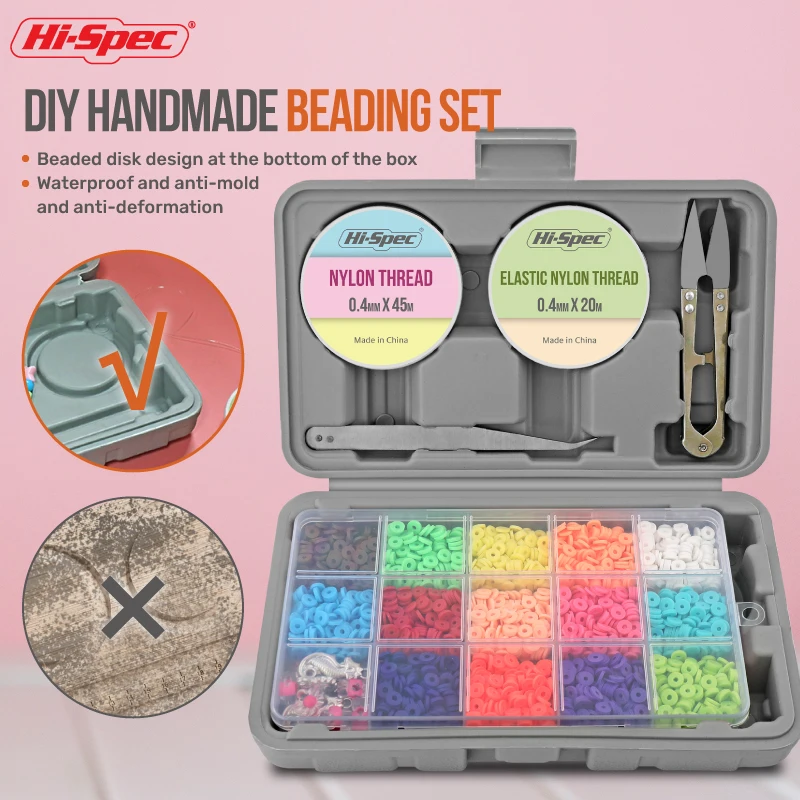 

Hi-Spec DIY Handmade Beading Set Soft Clay Tablet Tweezer Beads Common Accessory Set Necklace Jewelry Hand Tools Making Supplies