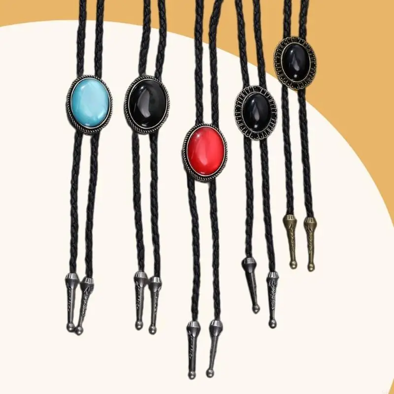 G5GC 5pieces Bolo Tie for Men Woman Performances Teen Western Necklaces Necktie Metal Cool Western Necklaces Cowgirls Costume