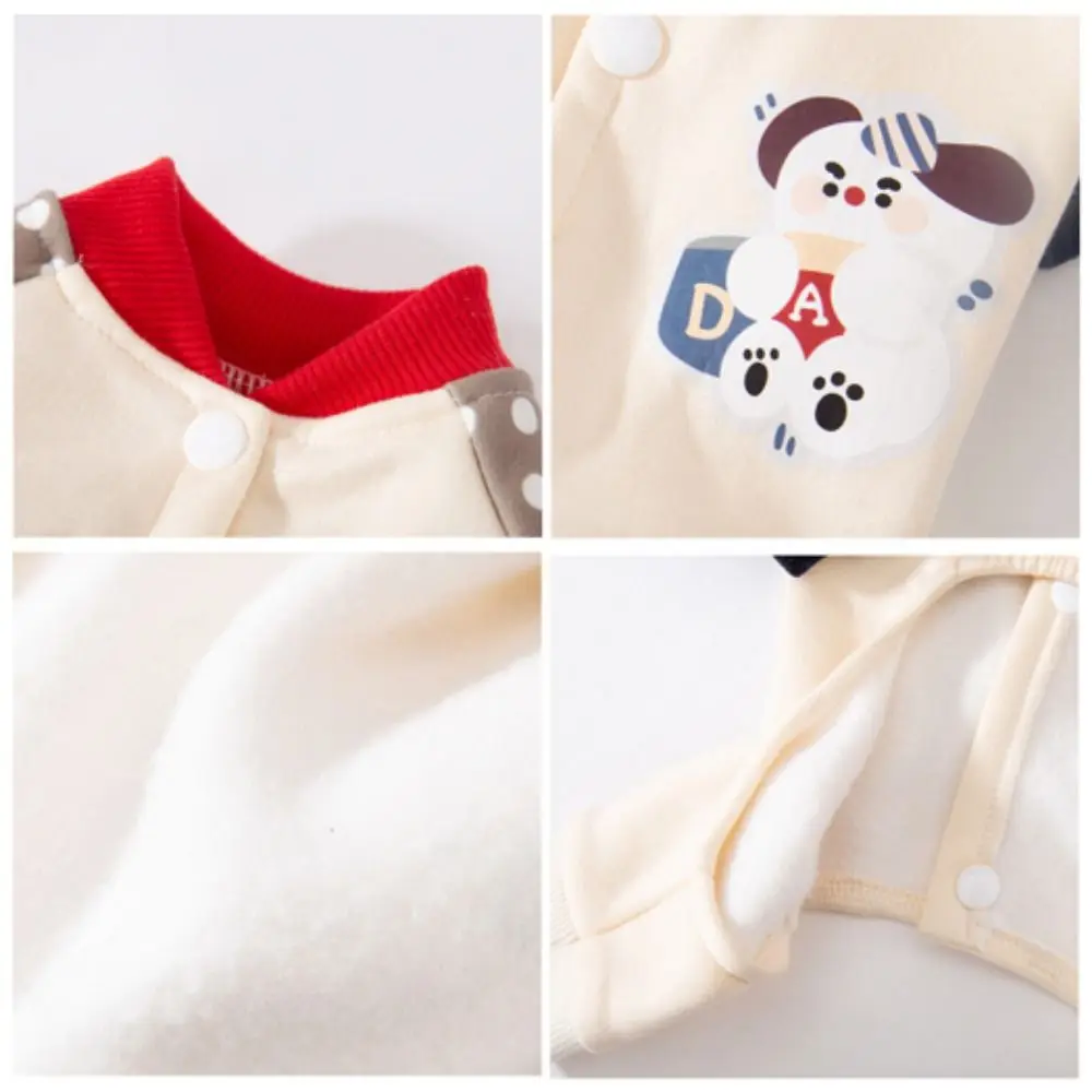 Monos de invierno para perros de estilo coreano, pijamas suaves y cálidos a rayas para cachorros, ropa cómoda con patrón de dibujos animados para perros de cuatro patas