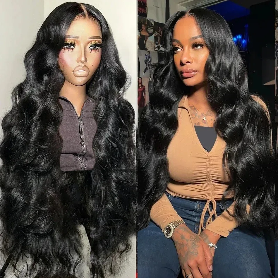 30 Inch Front 5x5 Glueless Wig PrePlucked For Black Women 13x4 HD Transparent Body Wave 250 Density Lace Frontal Human Hair Wig