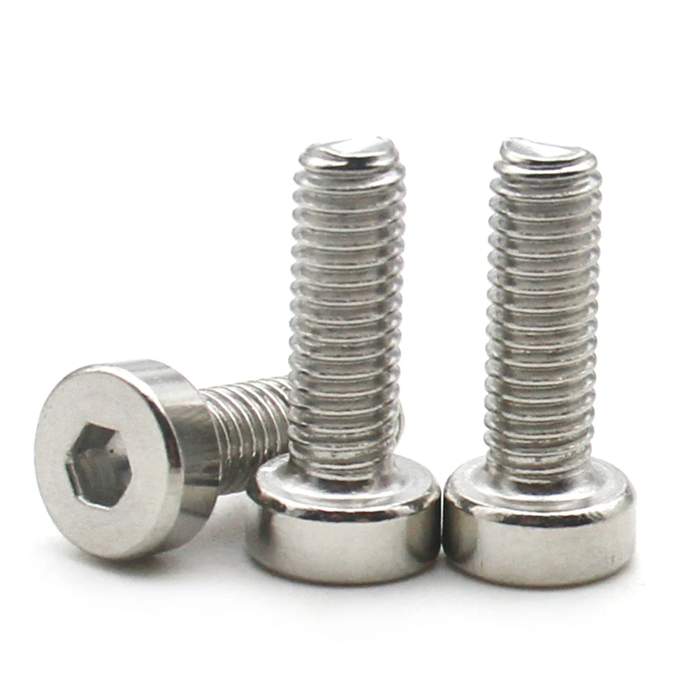DIN7984 M2 M2.5 M3 M4 M5 M6 M8 M10 M12 304 Stainless Steel Hexagon Hex Socket 2-55PCS Thin Short Low Cap Head Screw Bolt 5