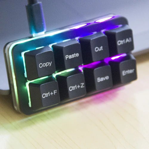 Imagen 2 del producto Vial programable nuevo teclado de 8 teclas negro blanco teclado oficial Excel teclado retroiluminado RGB juegos mecánicos de intercambio en caliente