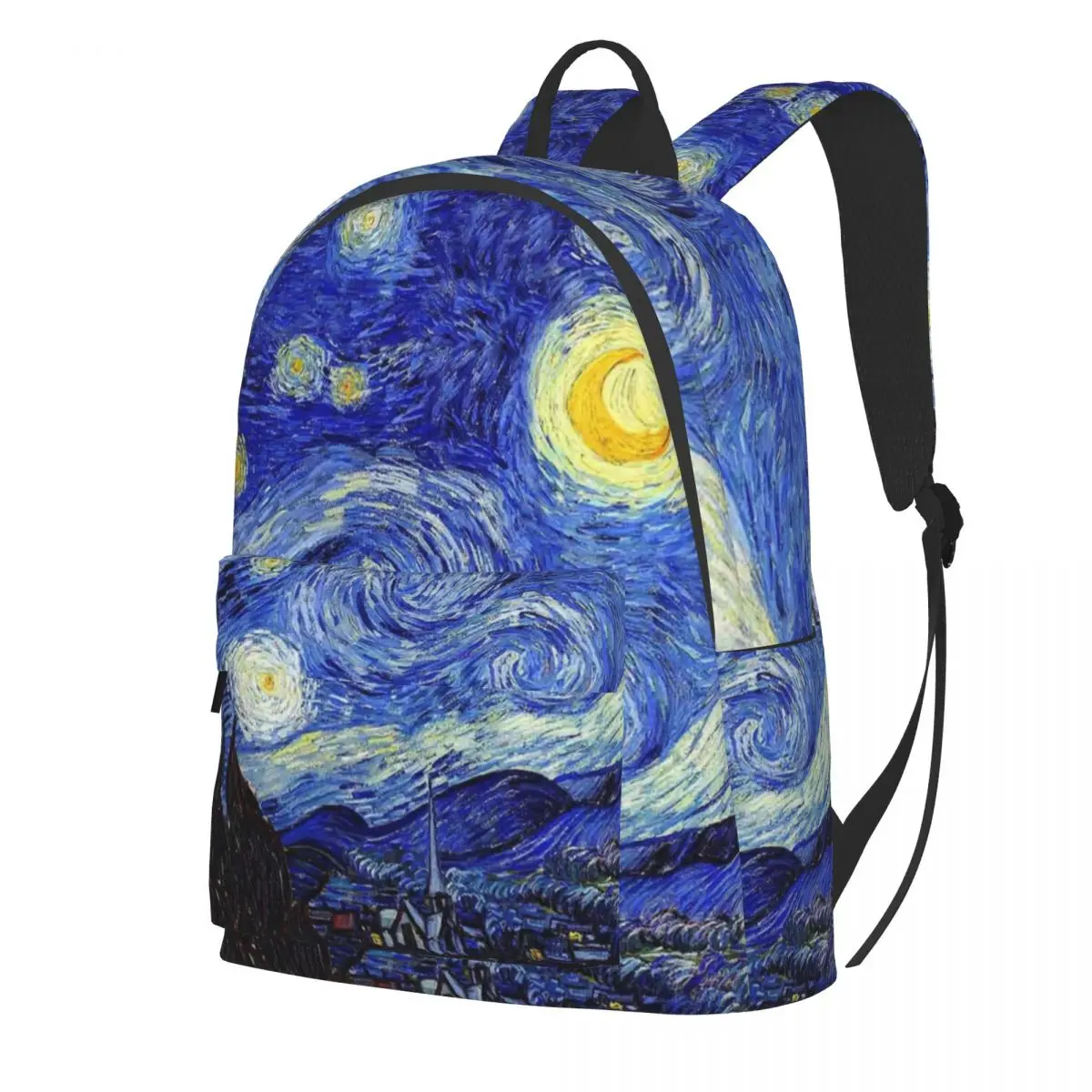 Zaino da notte stellato classico Van Gogh ispirato da donna in poliestere stile Outdoor zaini modello Kawaii borse da scuola superiore zaino