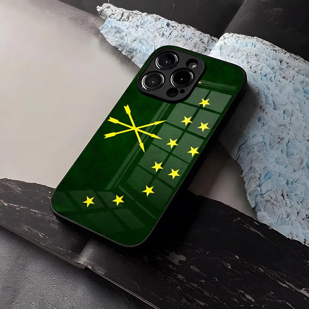 Adygea Circassian Flag Phone Case Tempered Glass For IPhone 15 14 12 13 11 Plus Pro XS Max Mini X XR 8 7 6s SE2020 Coque