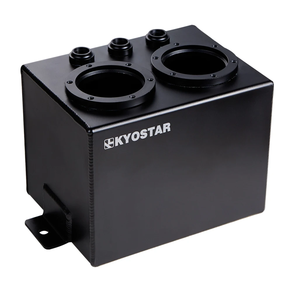 Black Billet Aluminum Universal Tank for 044 Fuel Pump 3L Oil Fuel Twin Dual Pumps Surge Tank with Fuel Rail