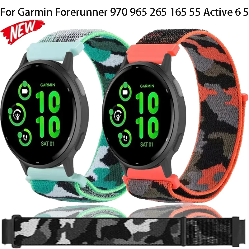 20 mm 22 mm Nylon-Schlaufenarmband für Garmin Forerunner 970 55 165 965 265 265 Venu 3/2 Armband für Garmin Active/Vivoactive 6-5 Band