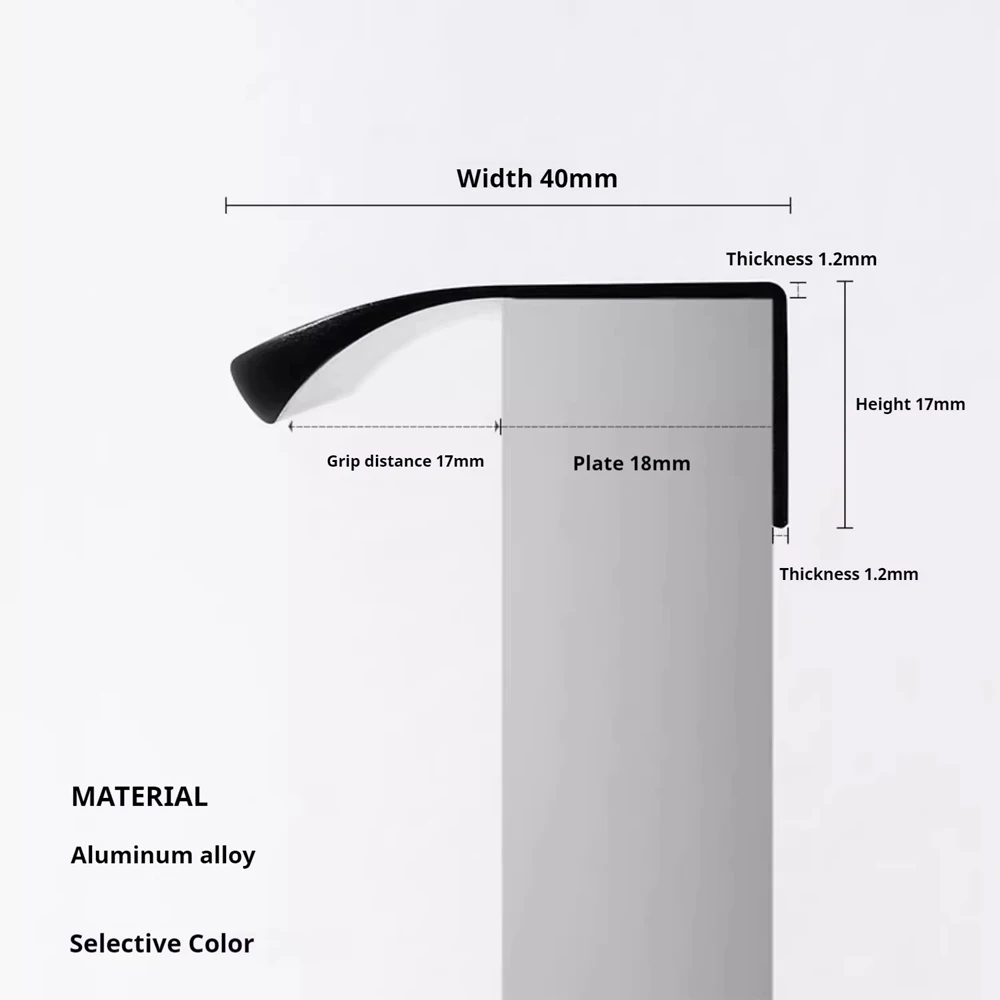 1PCS 80mm-1200mm Aluminum Invisible Cabinet HandlesEdge-Sealed Drawer Pulls Curved Wardrobe Door Handles for Kitchen Furniture
