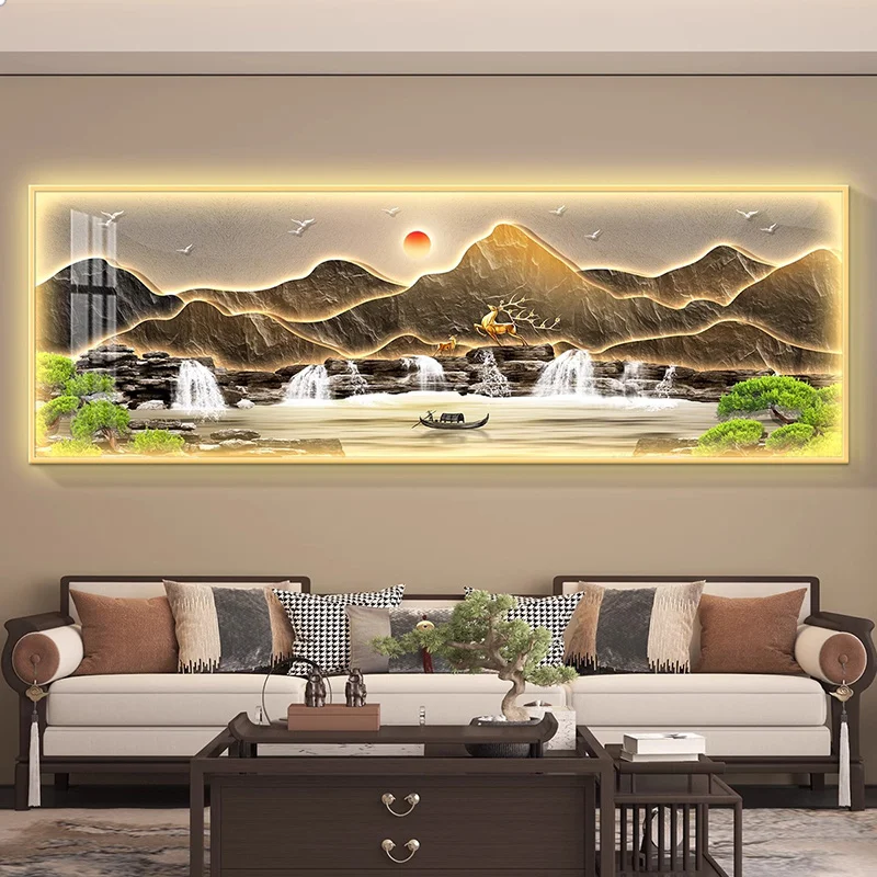 

Modern Flow Generating Wealth LED Decorative Painting Home Decoration Living Room Bedroom Sofa Background Wall Painting Lights