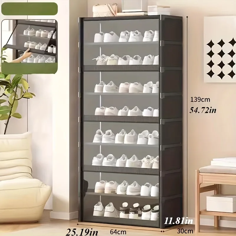 Simple Dustproof Shoe Storage Cabinet Floor Type Easy Assemble Shelf For Dorm Bedroom Rental House Entryway Organizer Supplies image 5