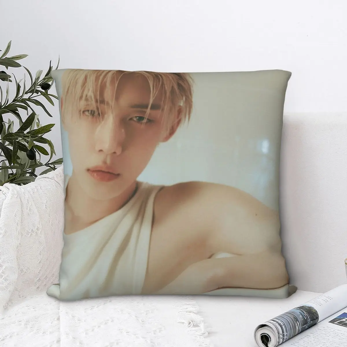 Yeonjun Square Pillowcase Polyester Pillow Cover Velvet Cushion Zip Decorative Comfort Throw Pillow For Home Sofa