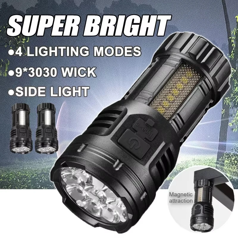 Mini LED Flashlight Super Bright With COB Side Light Rechargeable Handheld Flashlight For Outdoor Emergency Light For Camping