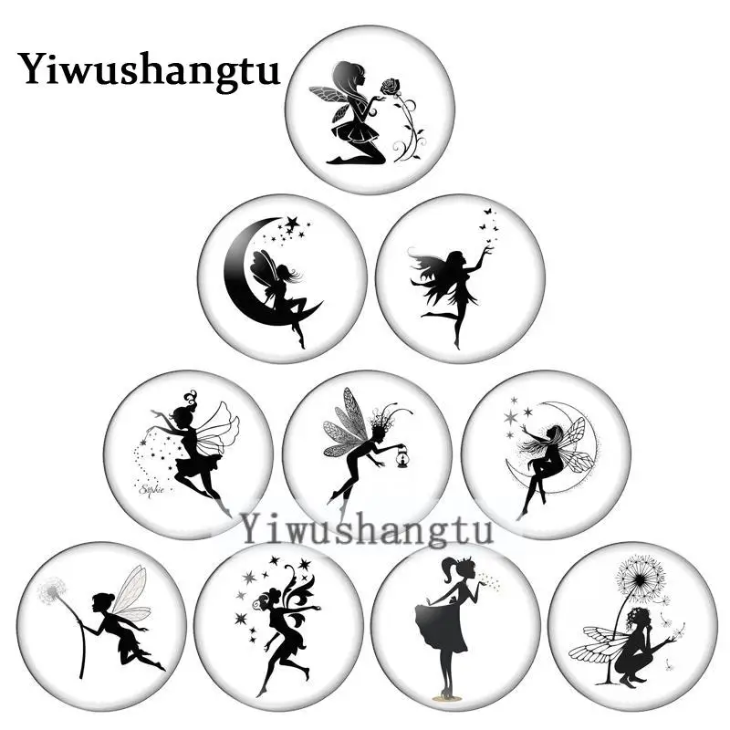 New fahsion angel girls rose dande 8mm/10mm/12mm/18mm/20mm/25mm Round photo glass cabochon demo flat back Making findings ZB0543