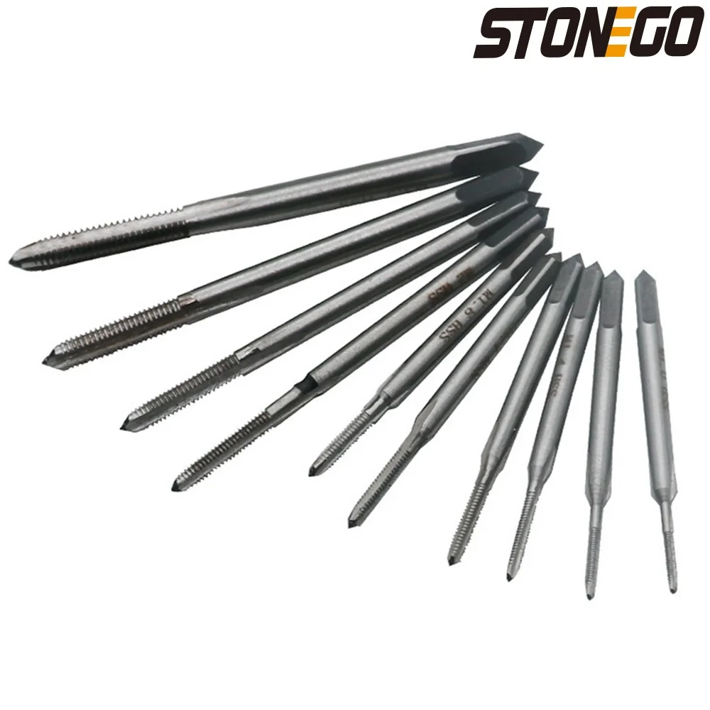 STONEGO 10PCS HSS6542 Tap Drill Bit Set - Metric Thread Taps for M1-M3.5 - Sizes M1 M1.2 M1.4 M1.6 M1.7 M1.8 M2 M2.5 M3 M3.5