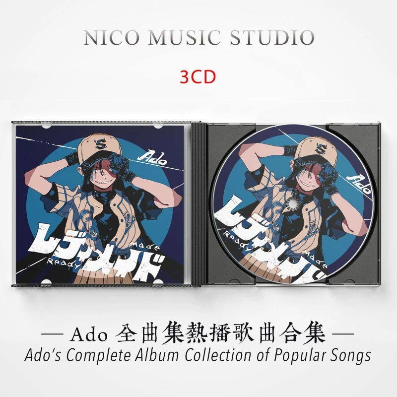 

Pop Ado Music CD Greatest Hits OST Album 54 Song 3pcs Music Record Cosplay Walkman Car Soundtracks Box Party Music Disc